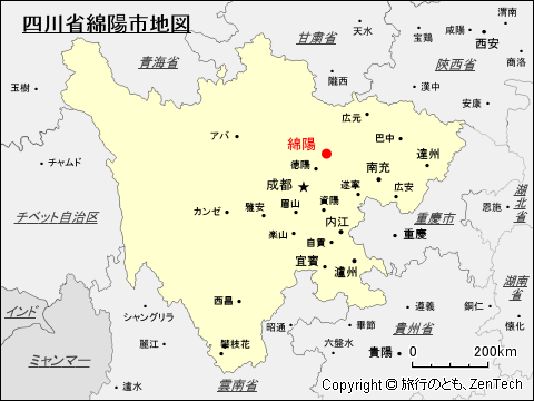 四川省綿陽市地図