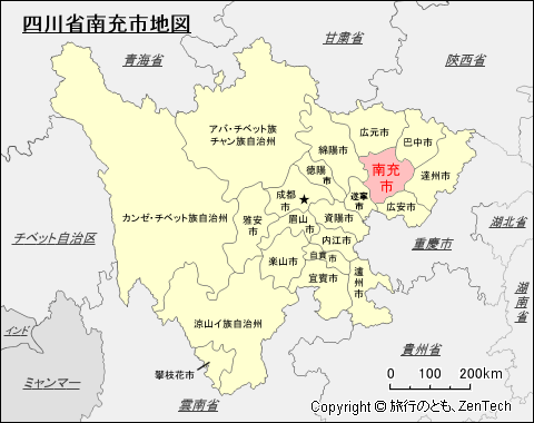 四川省南充市地図