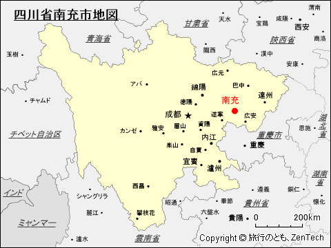 四川省南充市地図
