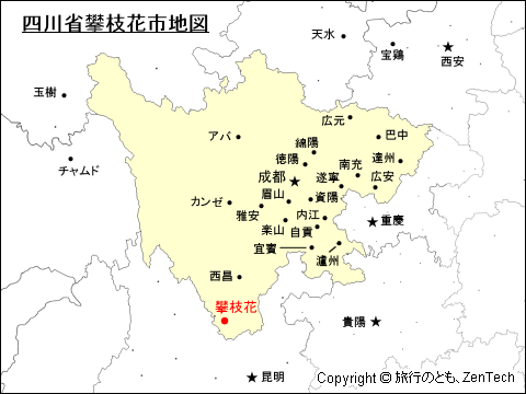 四川省攀枝花市地図