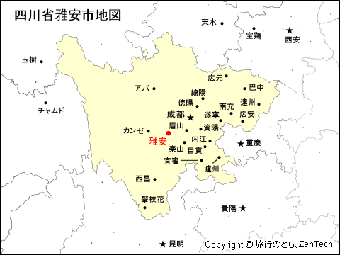 四川省雅安市地図