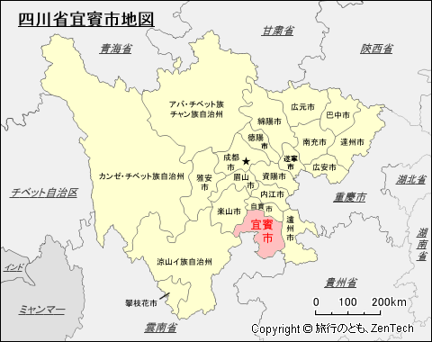 四川省宜賓市地図