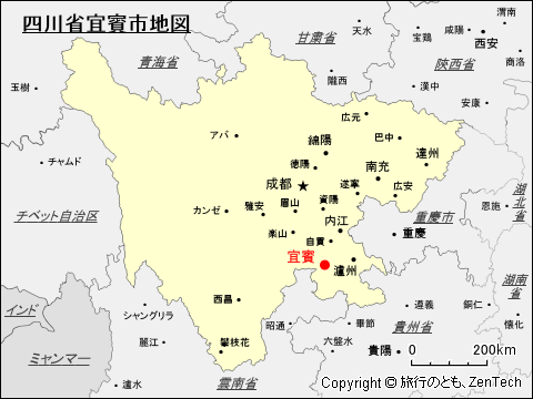 四川省宜賓市地図