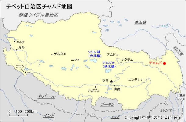 チベット自治区チャムド地図