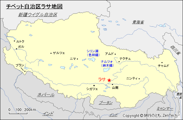 チベット自治区ラサ地図
