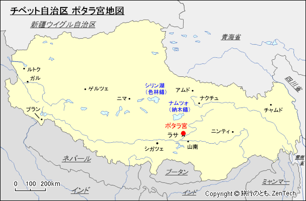 チベット自治区 ポタラ宮地図