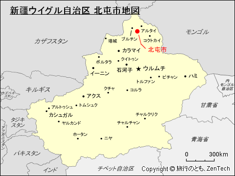 新疆ウイグル自治区 北屯市地図