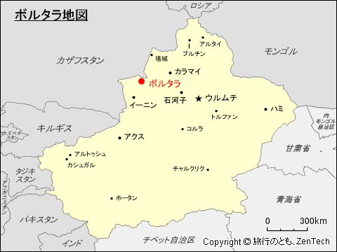 新疆ウイグル自治区 ボルタラ市地図