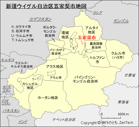 新疆ウイグル自治区五家渠市地図