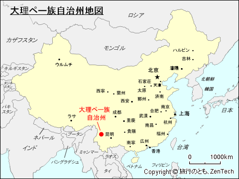 大理ペー族自治州地図