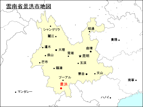 雲南省景洪市地図