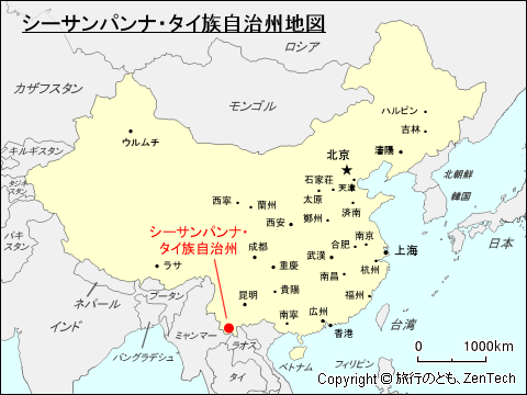 シーサンパンナ・タイ族自治州地図