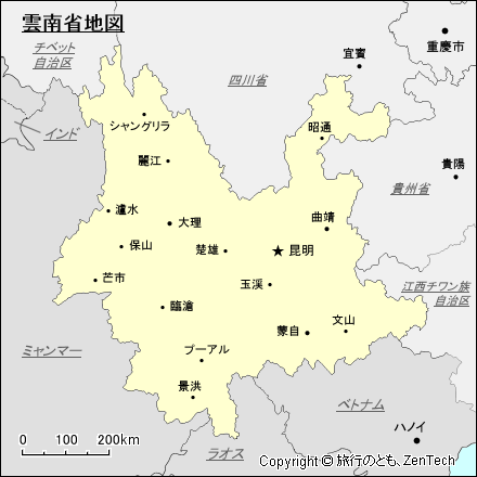 雲南省地図