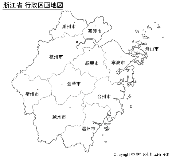 浙江省 行政区画地図