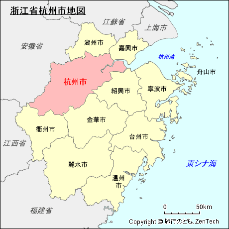 浙江省杭州市地図