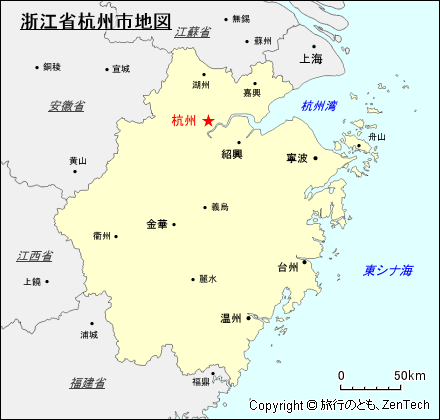 浙江省杭州市地図