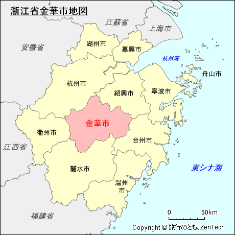 浙江省金華市地図