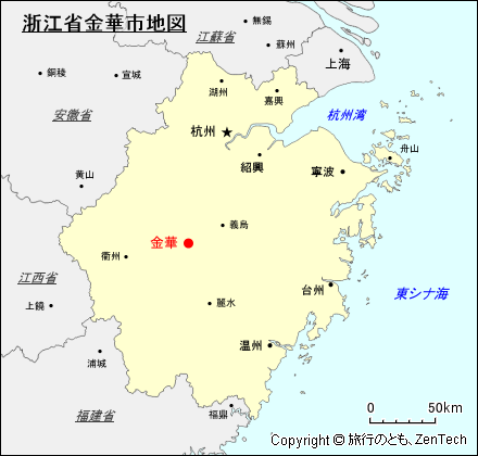 浙江省金華市地図