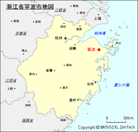 浙江省寧波市地図