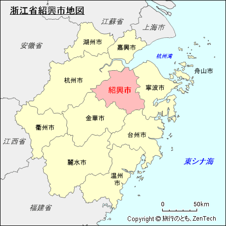 浙江省紹興市地図