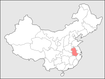 中国における安徽省地図