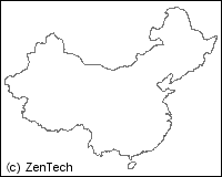 国境線と海岸線のみ中国白地図