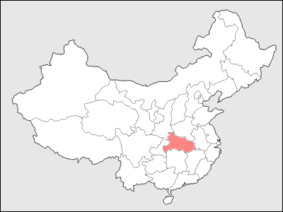 中国における湖北省地図