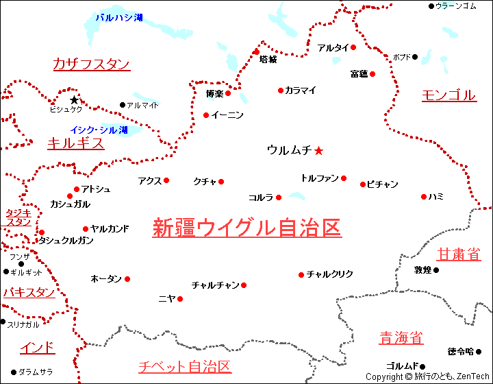 新疆ウイグル自治区 地図