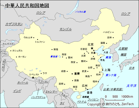 中華人民共和国地図