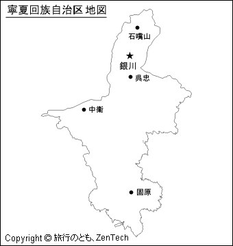 寧夏回族自治区地図