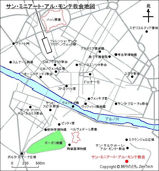 サン・ミニアート・アル・モンテ教会地図