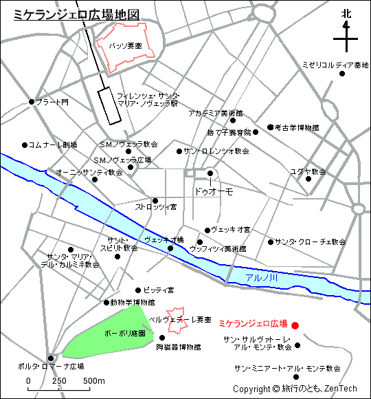 ミケランジェロ広場地図