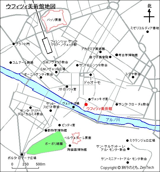 ウフィツィ美術館地図