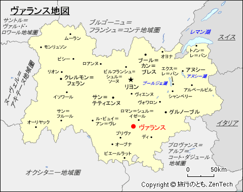 オーヴェルニュ＝ローヌ＝アルプ地域圏ヴァランス地図