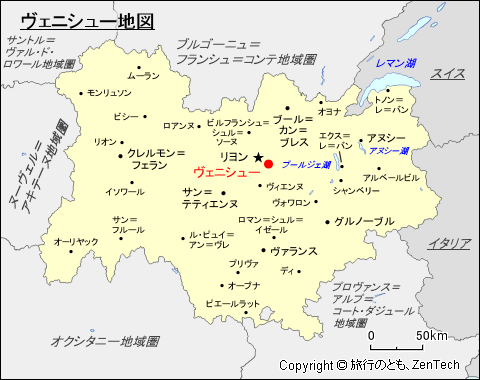 オーヴェルニュ＝ローヌ＝アルプ地域圏ヴェニシュー地図