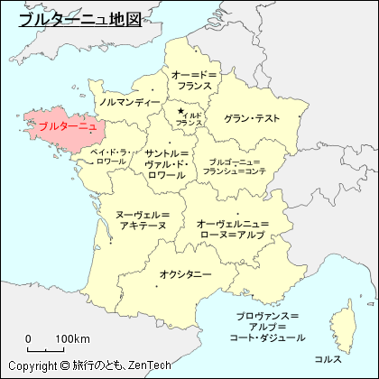 フランスにおけるブルターニュ地図