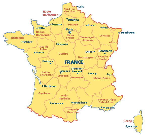 フランス地方区分地図