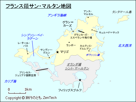 フランス領サン・マルタン地図