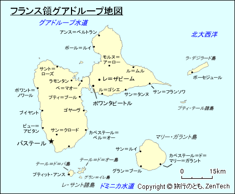 フランス領グアドループ地図