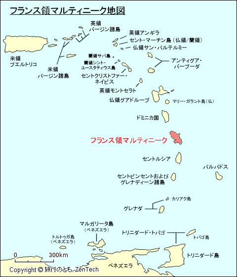 小アンティル諸島フランス領マルティニーク地図