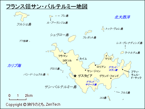 フランス領サン・バルテルミー地図