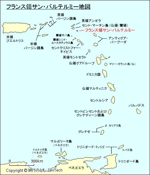 小アンティル諸島フランス領サン・バルテルミー地図