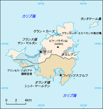 フランス領サン・マルタン地図