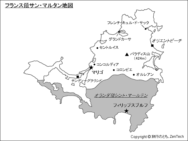 フランス領サン・マルタン地図