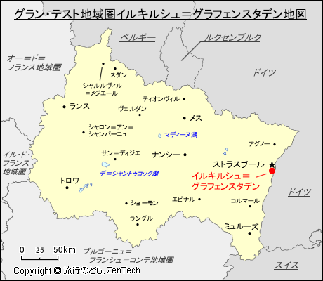 グラン・テスト地域圏イルキルシュ＝グラフェンスタデン地図