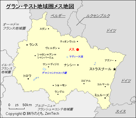 グラン・テスト地域圏メス地図