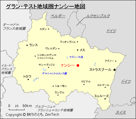 グラン・テスト地域圏ナンシー地図