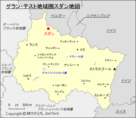 グラン・テスト地域圏スダン地図