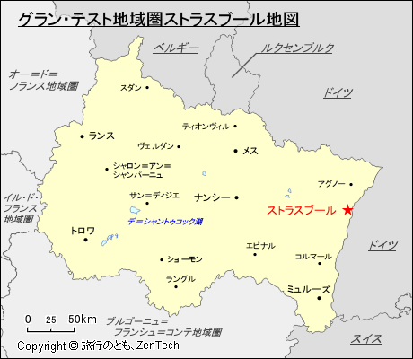 グラン・テスト地域圏ストラスブール地図