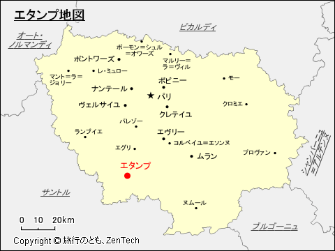 イル・ド・フランスにおけるエタンプ地図